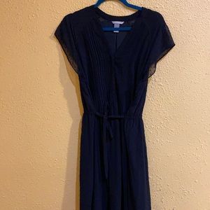 Navy Blue Sheer Polka Dot Dress